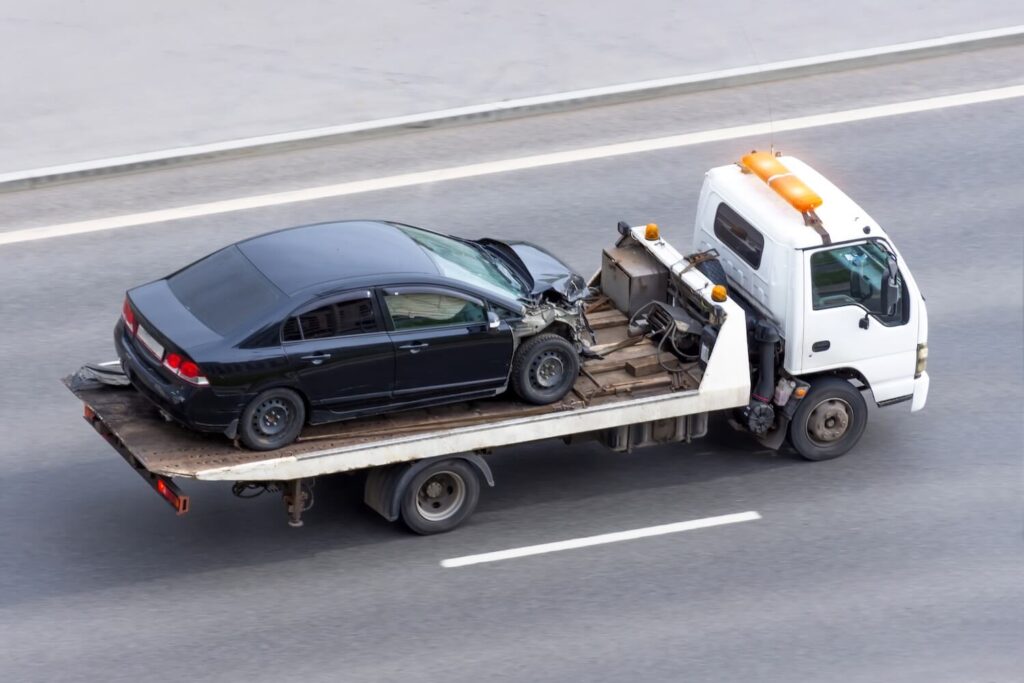 Car destroyed after an accident