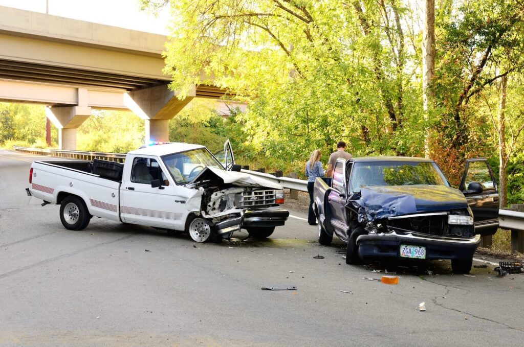 Two vehicle head-on accident