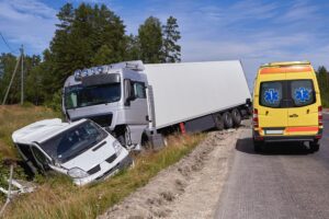 Truck in ditch
